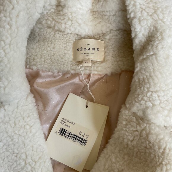 NWT SÉZANE ISÉE COAT White WOOL soft SZ42 us10 bust44 - Picture 3 of 9